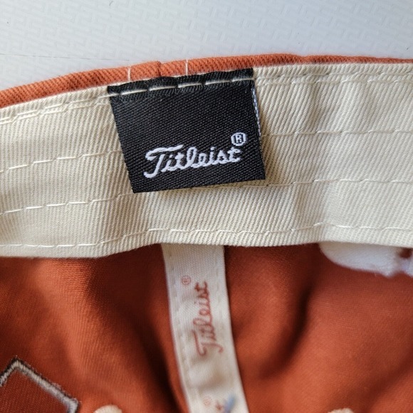 Titleist FootJoy FJ Golf Strapback Hat Cap Logo Orange Tan Adjustable Men‎ Texas - Picture 9 of 11